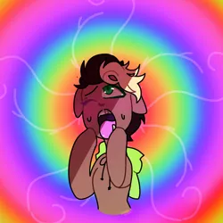 Size: 1000x1000 | Tagged: safe, artist:marcusthebat, derpibooru import, oc, unofficial characters only, earth pony, pony, ahegao, blushing, earth pony oc, eyes rolling back, one eye closed, open mouth, psychedelic