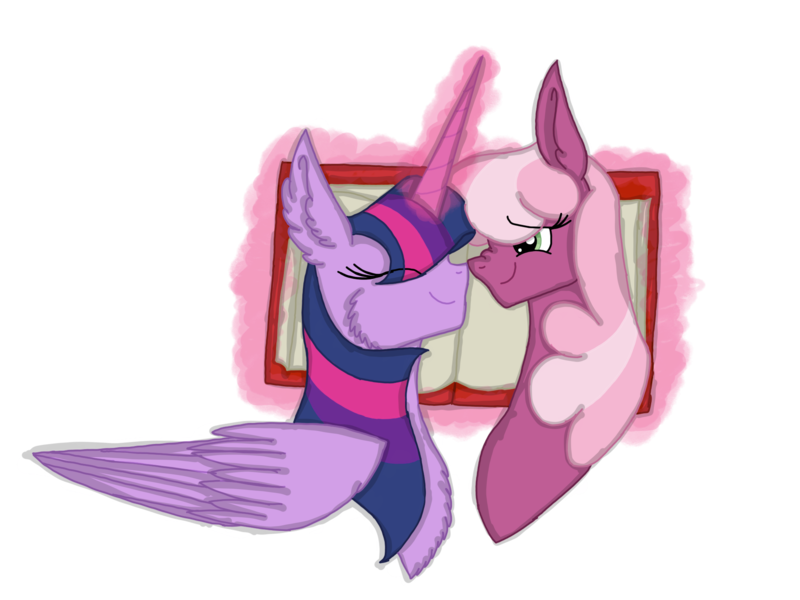 Size: 2048x1536 | Tagged: alicorn, artist:ashyfur524, book, cheerilee, cheerilight, derpibooru import, female, glowing horn, lesbian, magic, safe, shipping, simple background, telekinesis, transparent background, twilight sparkle, twilight sparkle (alicorn)