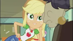 Size: 1920x1080 | Tagged: safe, derpibooru import, screencap, applejack, cranky doodle donkey, sweetie belle, equestria girls, equestria girls series, happily ever after party, happily ever after party: applejack, out of context, seductive, seductive pose, sexy