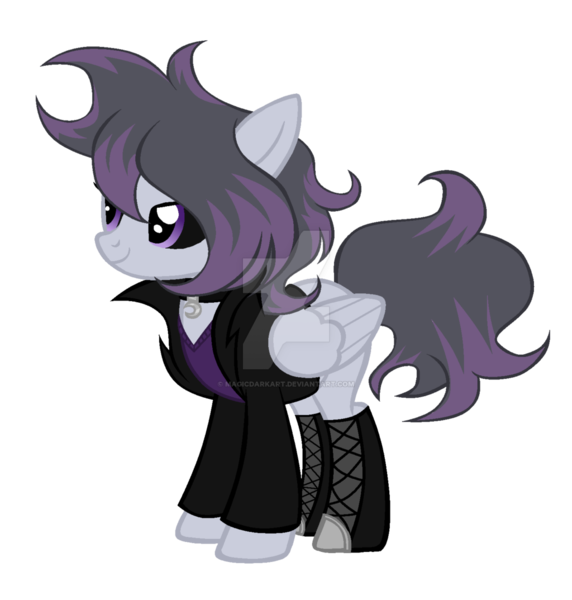 Size: 1024x1074 | Tagged: safe, artist:magicdarkart, derpibooru import, oc, unofficial characters only, pegasus, pony, black sclera, clothes, female, mare, simple background, solo, transparent background, watermark