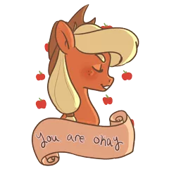 Size: 900x900 | Tagged: safe, artist:thebirbdraws, derpibooru import, applejack, earth pony, pony, apple, cowboy hat, eyes closed, female, food, hat, mare, old banner, profile, simple background, smiling, solo, transparent background