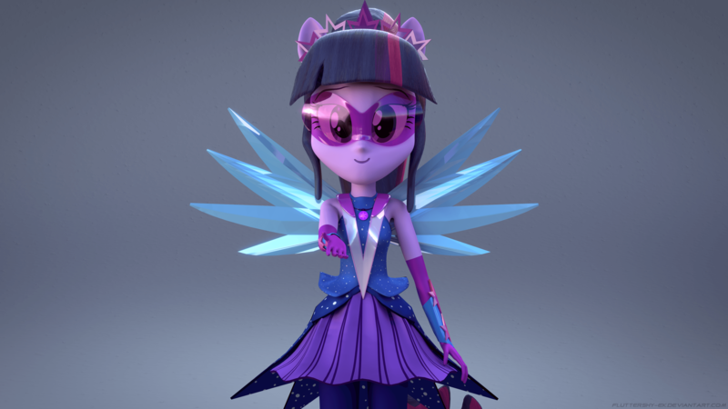 Size: 3840x2160 | Tagged: safe, artist:efk-san, derpibooru import, sci-twi, twilight sparkle, equestria girls, 3d, clothes, crystal guardian, crystal wings, gloves, looking at you, ponied up, reaching out, solo, take my hand, visor