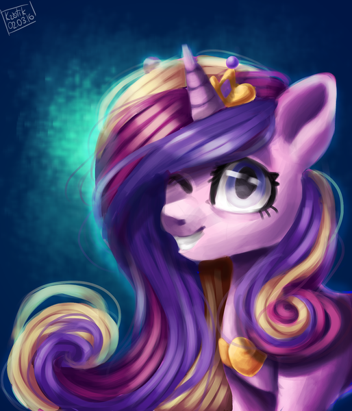 Size: 1712x2000 | Tagged: safe, artist:krotik, derpibooru import, princess cadance, alicorn, pony, cute, cutedance, one eye closed, smiling, solo, wink