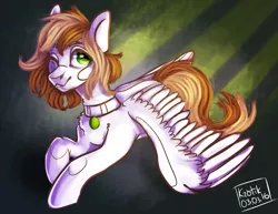 Size: 2555x1972 | Tagged: safe, artist:krotik, derpibooru import, oc, oc:coffee cream, unofficial characters only, pegasus, pony, collar, one eye closed, smiling, solo, wink