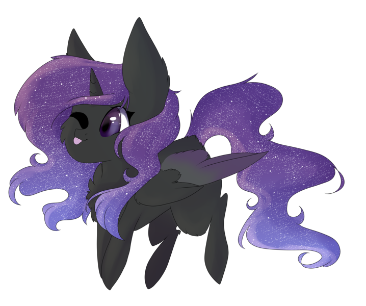 Size: 4297x3593 | Tagged: safe, artist:crazllana, derpibooru import, oc, oc:lunar equinox, unofficial characters only, alicorn, pony, female, high res, mare, one eye closed, simple background, solo, tongue out, transparent background, wink