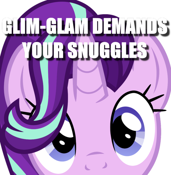 Size: 1024x1046 | Tagged: safe, derpibooru import, starlight glimmer, pony, unicorn, bronybait, cute, female, glim glam, glimglam, glimmerbetes, image macro, imma snuggle you, looking at you, mare, meme, simple background, talking to viewer, transparent background