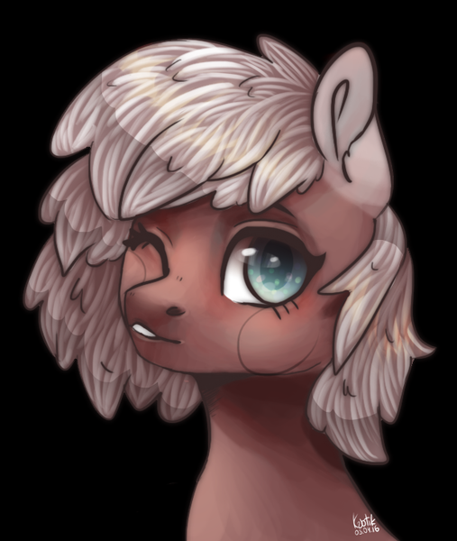 Size: 619x733 | Tagged: safe, artist:krotik, derpibooru import, oc, unofficial characters only, pony, one eye closed, smiling, solo, wink