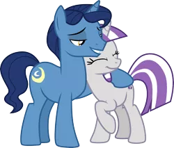 Size: 3515x3000 | Tagged: safe, artist:cloudyglow, derpibooru import, night light, twilight velvet, pony, unicorn, once upon a zeppelin, .ai available, cute, daaaaaaaaaaaw, eyes closed, father and mother, female, husband and wife, lidded eyes, male, mother and father, nightvelvet, raised hoof, shipping, simple background, straight, transparent background, twilight's parents, vector, velvetbetes