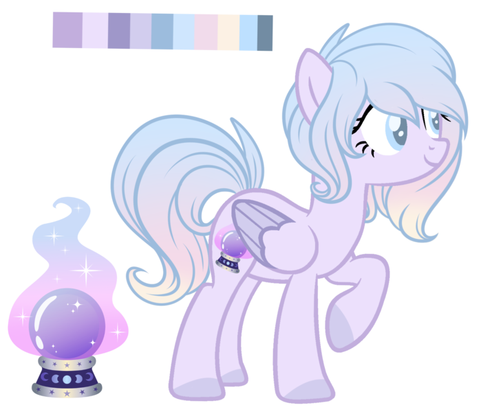 Size: 1848x1524 | Tagged: safe, artist:elskafox, derpibooru import, oc, oc:alula cry, unofficial characters only, pegasus, pony, blind, crystal ball, reference sheet, solo