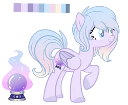 Size: 1848x1524 | Tagged: safe, artist:elskafox, derpibooru import, oc, oc:alula cry, unofficial characters only, pegasus, pony, blind, crystal ball, reference sheet, solo