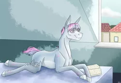 Size: 1804x1247 | Tagged: artist:holka13, bed, book, derpibooru import, glasses, lying, oc, oc:holka withers, reading, safe, solo, unofficial characters only