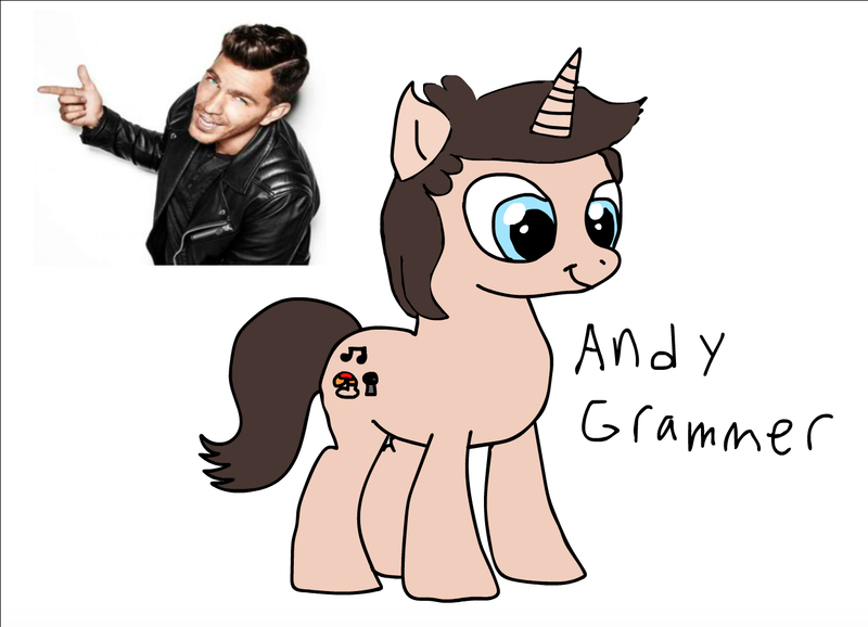 Size: 1356x980 | Tagged: safe, artist:smurfettyblue, derpibooru import, ponified, human, pony, unicorn, andy grammer, base used, irl, irl human, photo, solo