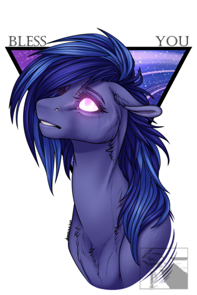 Size: 800x1200 | Tagged: safe, artist:dementra369, derpibooru import, oc, unofficial characters only, pony, bust, cheek fluff, chest fluff, floppy ears, glowing eyes, looking up, portrait, simple background, solo, transparent background, ych result