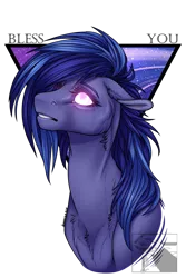 Size: 800x1200 | Tagged: safe, artist:dementra369, derpibooru import, oc, unofficial characters only, pony, bust, cheek fluff, chest fluff, floppy ears, glowing eyes, looking up, portrait, simple background, solo, transparent background, ych result