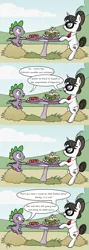 Size: 2893x8157 | Tagged: safe, artist:pony4koma, derpibooru import, rarity, raven, spike, dragon, pony, unicorn, comic, date, dialogue, female, food, friendzone, glasses, hair bun, male, ponyville, ravenspike, restaurant, sandwich, shipping, sparity, straight, table