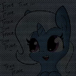 Size: 1650x1650 | Tagged: safe, artist:tjpones, derpibooru import, edit, editor:yoshimon1, trixie, pony, unicorn, black background, bust, cheek fluff, chibi, cute, dialogue, diatrixes, ear fluff, exploitable meme, female, leaning, mare, meme, narcissism, open mouth, overly long gag, simple background, smiling, solo, text, text edit, trixie made a friend, typography, up to trixie, up to twelve, wat