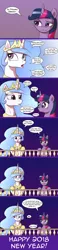 Size: 740x3198 | Tagged: safe, artist:deusexequus, derpibooru import, princess celestia, twilight sparkle, twilight sparkle (alicorn), alicorn, pony, ask the princess of friendship with benefits, comic, dialogue, female, happy new year, happy new year 2018, holiday, innuendo, lesbian, mare, noodle incident, shipping, twilestia