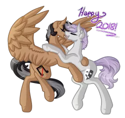 Size: 5300x5000 | Tagged: safe, artist:amazing-artsong, derpibooru import, oc, oc:artsong, oc:thespia, unofficial characters only, pony, 2018, absurd resolution, female, happy new year, holiday, hug, lesbian, oc x oc, shipping, simple background, spread wings, transparent background, wings