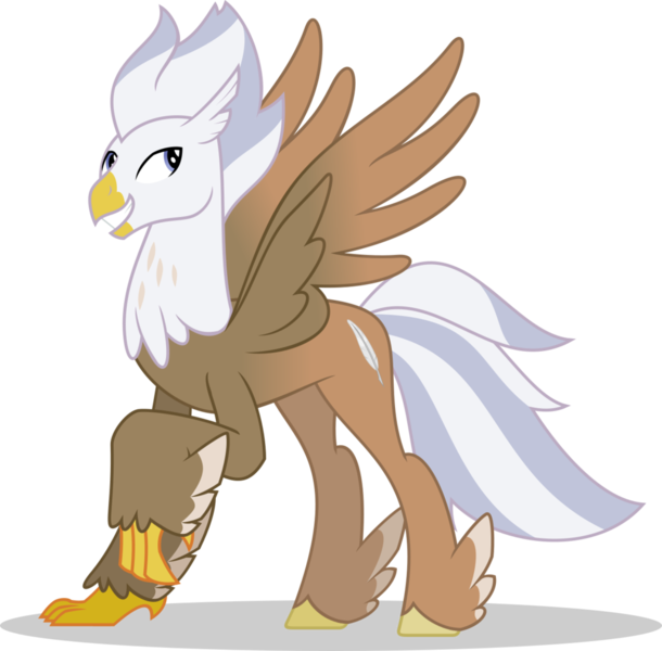 Size: 1024x1008 | Tagged: artist:mlp-trailgrazer, classical hippogriff, classical hippogriffied, derpibooru import, feathered fetlocks, hippogriff, hippogriffied, male, movie accurate, oc, oc:silver quill, raised claw, safe, simple background, solo, species swap, transparent background, unofficial characters only, vector