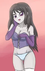 Size: 1889x2952 | Tagged: suggestive, artist:sumin6301, derpibooru import, octavia melody, equestria girls, blushing, breasts, busty octavia, clothes, corset, evening gloves, female, gloves, long gloves, simple background, solo, solo female, stupid sexy octavia, underwear