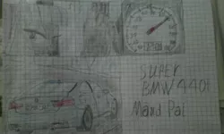 Size: 2240x1344 | Tagged: anthro, bmw, car, derpibooru import, feet, graph paper, maud pie, pedal, safe, smiling, solo, traditional art