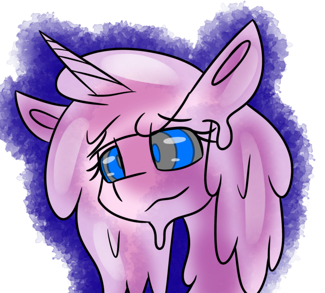 Size: 2297x2066 | Tagged: safe, artist:askhypnoswirl, derpibooru import, oc, unofficial characters only, goo pony, original species, unicorn, bust, horn, simple background, smiling, swirly eyes, transparent background, unicorn oc