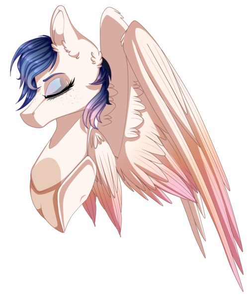 Size: 1209x1453 | Tagged: safe, artist:xxmissteaxx, derpibooru import, oc, oc:cumulus dawn, unofficial characters only, pegasus, pony, bust, eyes closed, female, mare, portrait, simple background, solo, transparent background