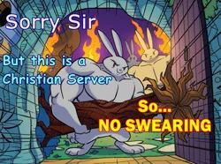 Size: 1159x864 | Tagged: artist:tonyfleecs, christianity, christian server, comic sans, context is for the weak, dank memes, derpibooru import, door, edit, fire, frown, glare, idw, legends of magic, looking at you, muscles, no swearing, rabbit, safe, smiling, smirk, spoiler:comic, spoiler:comiclom9, squirrel, swearing, swearing on a christian server, swol, tree, wat, wrong neighborhood