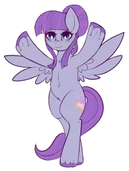 Size: 700x931 | Tagged: safe, artist:lulubell, derpibooru import, oc, oc:serene skies, unofficial characters only, pegasus, pony, bipedal, female, freckles, magical lesbian spawn, mare, next generation, offspring, parent:princess luna, parent:twilight sparkle, parents:twiluna, solo