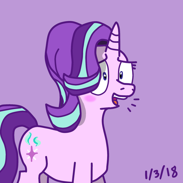 Size: 1500x1500 | Tagged: safe, artist:storyhorsedork, derpibooru import, starlight glimmer, pony, unicorn, blushing, solo