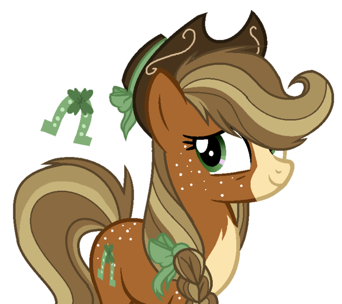 Size: 812x722 | Tagged: safe, artist:6-fingers-lover, derpibooru import, oc, oc:lucky hoof, unofficial characters only, earth pony, pony, cowboy hat, female, hat, mare, offspring, parent:applejack, parent:troubleshoes clyde, parents:troublejack, simple background, solo, stetson, transparent background