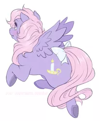 Size: 805x971 | Tagged: safe, artist:suzanami, derpibooru import, so soft twilight, pegasus, pony, blushing, bow, female, g1, mare, plot, simple background, solo, tail bow, trotting, underhoof, white background