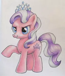Size: 800x936 | Tagged: safe, artist:andpie, derpibooru import, diamond tiara, earth pony, pony, female, filly, jewelry, solo, tiara, traditional art