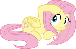 Size: 4377x2801 | Tagged: safe, artist:sinkbon, derpibooru import, fluttershy, pony, for whom the sweetie belle toils, .ai available, female, folded wings, looking sideways, mare, prone, simple background, solo, transparent background, vector, wings