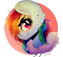 Size: 2607x2380 | Tagged: safe, artist:dino_horse, derpibooru import, rainbow dash, bust, simple background, solo, wingding eyes