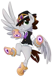 Size: 1024x1534 | Tagged: safe, artist:habijob, derpibooru import, oc, oc:meteor shower, unofficial characters only, pegasus, pony, clothes, hat, lucio, male, overwatch, simple background, solo, stallion, transparent background