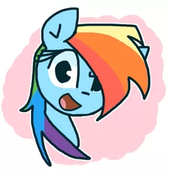 Size: 643x658 | Tagged: safe, artist:lilboulder, derpibooru import, rainbow dash, pegasus, pony, bust, drawn by mouse, female, hair over one eye, looking at you, mare, open mouth, solo