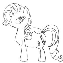 Size: 500x500 | Tagged: 4chan, anonymous artist, derpibooru import, drawthread, lineart, /mlp/, monochrome, rarity, simple background, solo, suggestive, white background