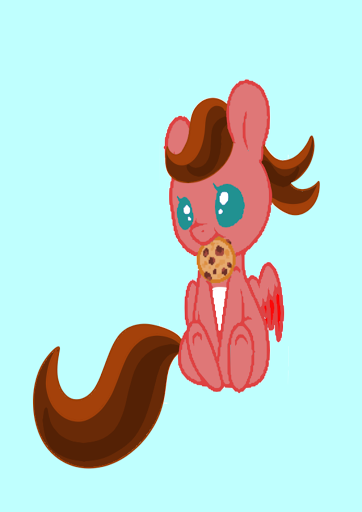 Size: 362x512 | Tagged: safe, artist:riofluttershy, derpibooru import, oc, oc:crimsonwing, unofficial characters only, pegasus, pony, blue background, cookie, food, simple background, solo