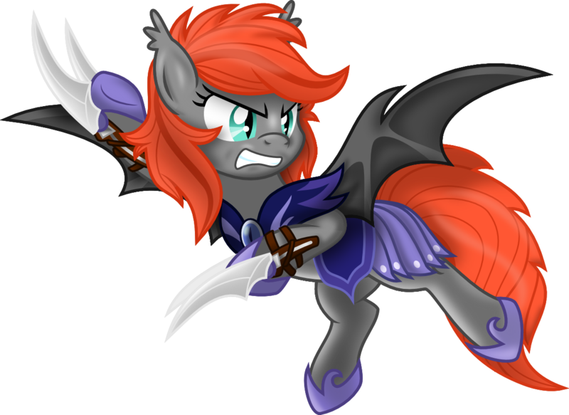 Size: 1197x872 | Tagged: safe, artist:vinylbecks, derpibooru import, oc, oc:grem, bat pony, angry, bat pony oc, claws, commission, female, flying, mare, night guard, royal guard, shading, solo, teeth