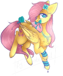 Size: 610x730 | Tagged: safe, artist:twinkepaint, derpibooru import, fluttershy, pegasus, pony, bow, chest fluff, cute, female, flower, flower in hair, folded wings, head turn, heart, heart eyes, jewelry, looking at you, mare, mouth hold, necklace, shyabetes, simple background, solo, tail bow, transparent background, wingding eyes