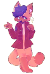 Size: 667x1000 | Tagged: safe, artist:cougheii, derpibooru import, capper dapperpaws, abyssinian, anthro, cat, digitigrade anthro, semi-anthro, my little pony: the movie, blue eyes, capperbetes, charming, clothes, cute, jacket, male, nail polish, simple background, solo, sparkles, starry eyes, transparent background, wingding eyes