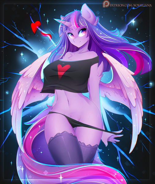 Twilight Sparkle Anthro Porn - 1289422 - suggestive, artist:koveliana, derpibooru import, twilight sparkle,  alicorn, anthro, belly button, black underwear, breasts, busty twilight  sparkle, chromatic aberration, clothes, color porn, erect nipples,  eyestrain warning, female, heart ...