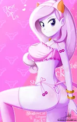 Size: 1595x2527 | Tagged: suggestive, artist:the-butch-x, derpibooru import, fleur-de-lis, equestria girls, adorasexy, ass, beautisexy, bell, bell collar, boob window, bra, bracelet, breasts, busty fleur-de-lis, butch's shadow cat lingerie, butt, butt window, buttcrack, cat ears, cat keyhole bra set, cat lingerie, cat tail, clothes, collar, crop top bra, cute, female, fleur-de-rriere, frilly underwear, heart, jewelry, lingerie, looking at you, miss fleur is trying to seduce us, nail polish, panties, pink underwear, sexy, shadowcat lingerie, side knot underwear, sinfully sexy, socks, solo, solo female, stupid sexy fleur-de-lis, thigh highs, thighs, underwear