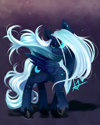 Size: 4000x5000 | Tagged: safe, artist:thefluffyvixen, derpibooru import, princess luna, alicorn, pony, absurd resolution, alternate design, curved horn, female, mare, solo