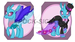 Size: 1600x909 | Tagged: safe, artist:spock-sickle, derpibooru import, oc, unofficial characters only, changedling, changeling, clothes, commission, cute, dress, watermark