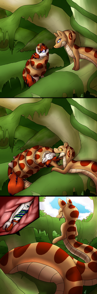 Size: 1280x3864 | Tagged: questionable, artist:shikaro, derpibooru import, oc, oc:twinwing, unofficial characters only, lamia, original species, coils, fetish, forked tongue, hypnosis, imminent vore, internal, kaa eyes, open mouth, sleeping, swirly eyes, tongue out, vore