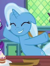 Size: 518x682 | Tagged: safe, derpibooru import, screencap, trixie, pony, unicorn, all bottled up, cute, diatrixes, eyes closed, female, floppy ears, incoming hug, lip bite, mare, solo