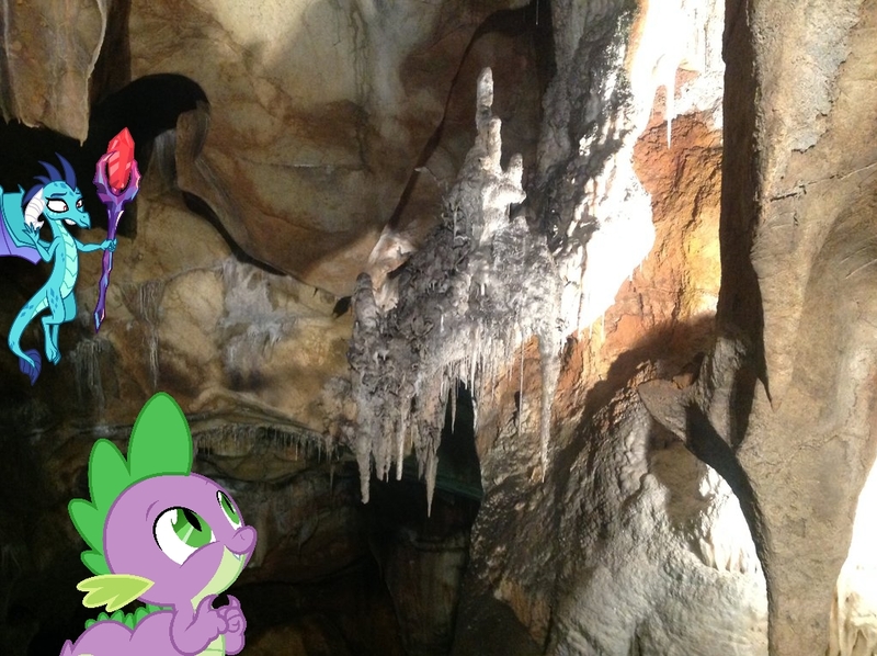 Size: 1021x763 | Tagged: artist:didgereethebrony, australia, cave, cave formation, derpibooru import, dragon, jenolan caves, princess ember, safe, spike