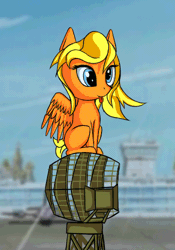 Size: 350x500 | Tagged: safe, artist:lunebat, artist:negasun, artist:pony-way, derpibooru import, oc, oc:lightly breeze, unofficial characters only, pegasus, pony, airport, animated, derp, female, frame by frame, i have done nothing productive all day, radar, silly, silly pony, solo, spinning, tongue out